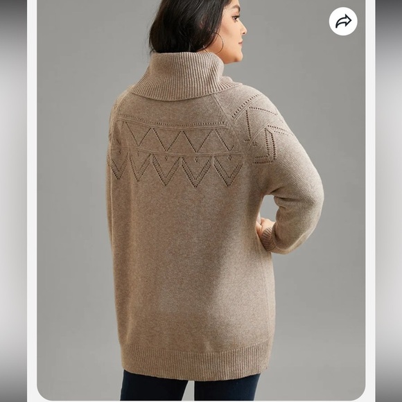 BloomChic Supersoft Essentials Anti-Pilling Turtle Neck Eyelet Pullover - Picture 2 of 7